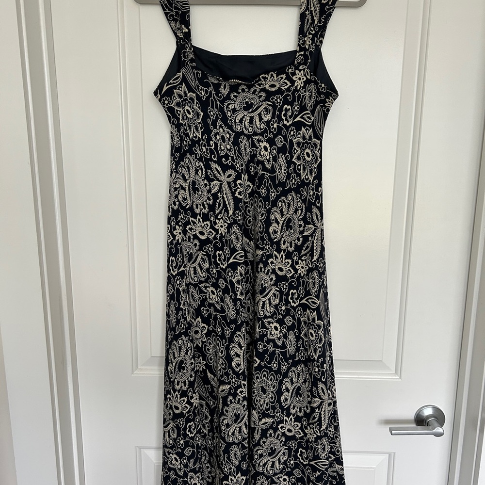 Lauren Ralph Lauren Navy Floral Paisley 100% Silk Midi Dress - Picture 4 of 5